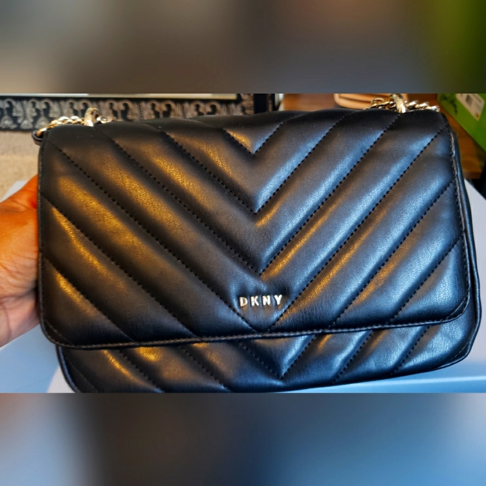 DKNY Black faux leather purse